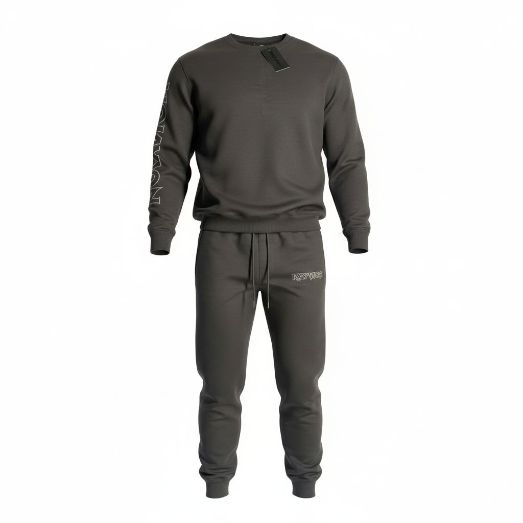 SMOKE GREY CREW NECK SET